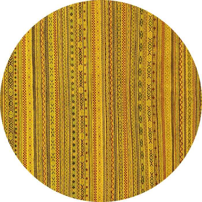 Round Machine Washable Abstract Yellow Modern Rug, wshabs2210yw