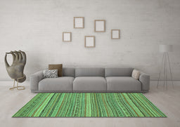 Machine Washable Abstract Turquoise Modern Area Rugs in a Living Room,, wshabs2210turq