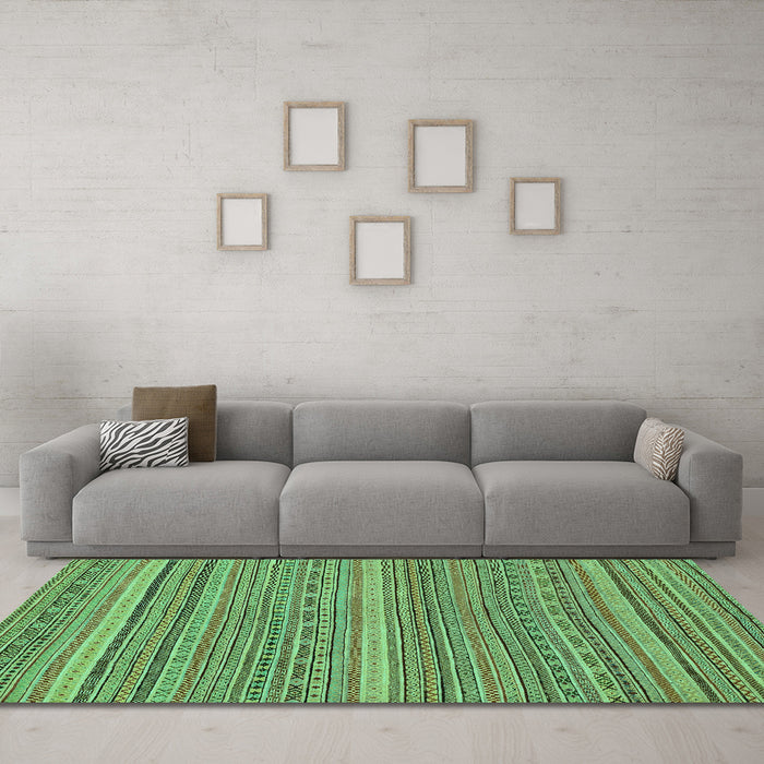 Machine Washable Abstract Turquoise Modern Area Rugs in a Living Room,, wshabs2210turq