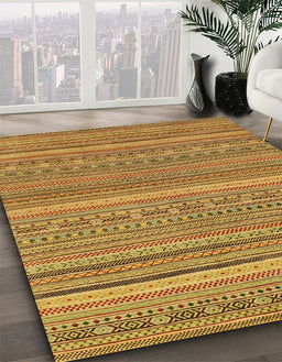 Machine Washable Abstract Yellow Rug in a Family Room, wshabs2210