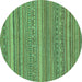 Round Abstract Turquoise Modern Rug, abs2210turq