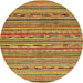 Round Machine Washable Abstract Yellow Rug, wshabs2211