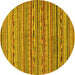 Round Machine Washable Abstract Yellow Modern Rug, wshabs2211yw