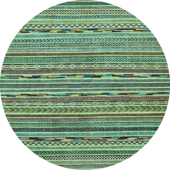 Round Abstract Light Blue Modern Rug, abs2211lblu