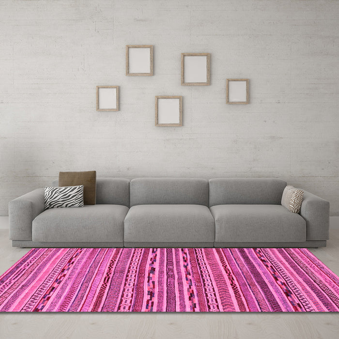 Machine Washable Abstract Pink Modern Rug in a Living Room, wshabs2211pnk