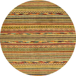 Round Abstract Yellow Modern Rug, abs2211