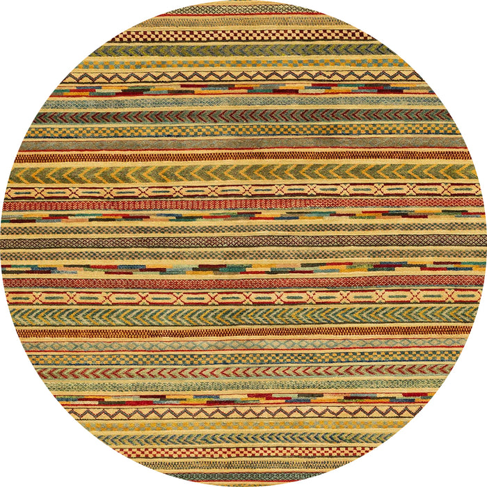 Round Abstract Yellow Modern Rug, abs2211