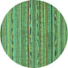 Round Abstract Turquoise Modern Rug, abs2211turq