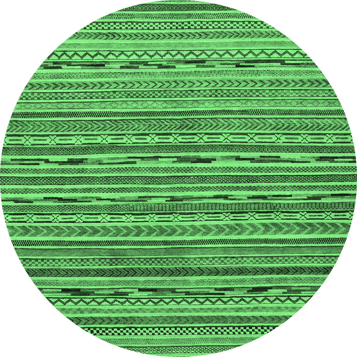 Round Machine Washable Abstract Emerald Green Modern Area Rugs, wshabs2211emgrn