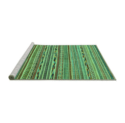 Sideview of Machine Washable Abstract Turquoise Modern Area Rugs, wshabs2211turq