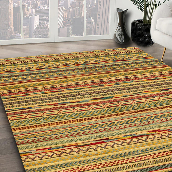 Machine Washable Abstract Yellow Rug in a Family Room, wshabs2211