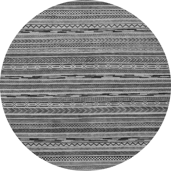 Round Machine Washable Abstract Gray Modern Rug, wshabs2211gry