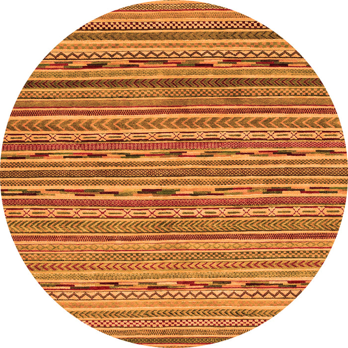 Round Machine Washable Abstract Orange Modern Area Rugs, wshabs2211org