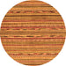 Round Machine Washable Abstract Orange Modern Area Rugs, wshabs2211org