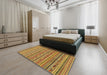 Abstract Yellow Modern Rug in a Bedroom, abs2211