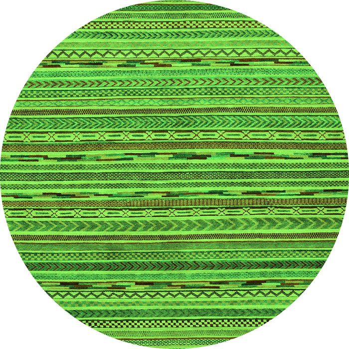 Round Machine Washable Abstract Green Modern Area Rugs, wshabs2211grn
