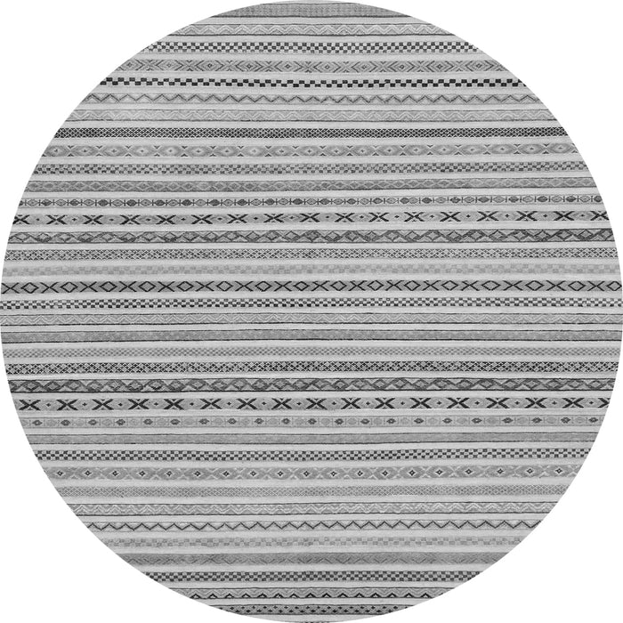 Round Machine Washable Abstract Gray Modern Rug, wshabs2212gry