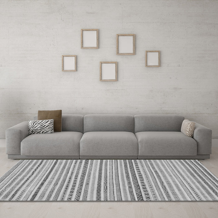 Machine Washable Abstract Gray Modern Rug in a Living Room,, wshabs2212gry