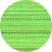 Round Machine Washable Abstract Green Modern Area Rugs, wshabs2212grn