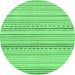 Round Abstract Emerald Green Modern Rug, abs2212emgrn