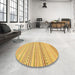 Round Machine Washable Abstract Yellow Rug in a Office, wshabs2212