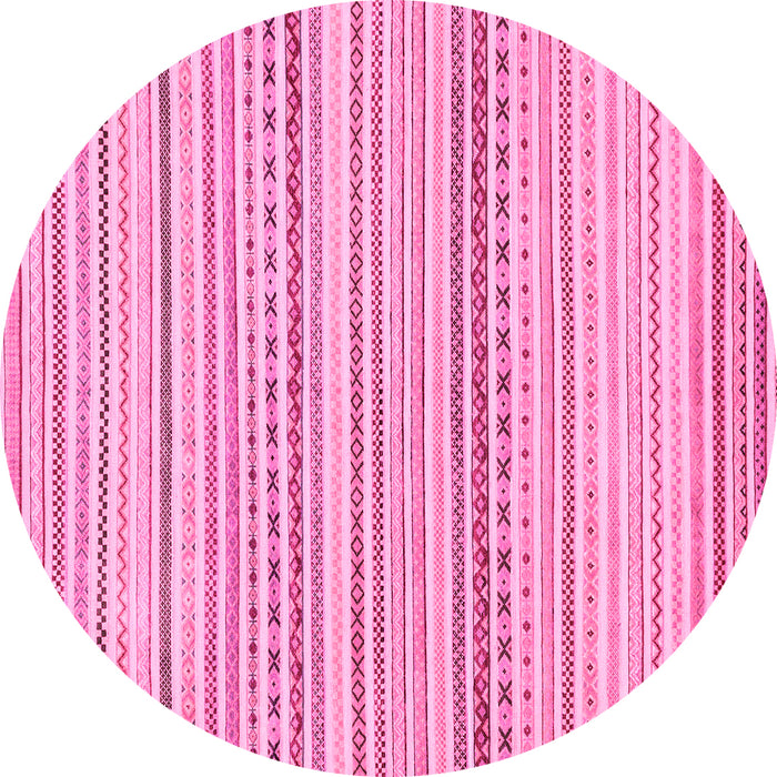 Round Machine Washable Abstract Pink Modern Rug, wshabs2212pnk