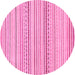 Round Machine Washable Abstract Pink Modern Rug, wshabs2212pnk