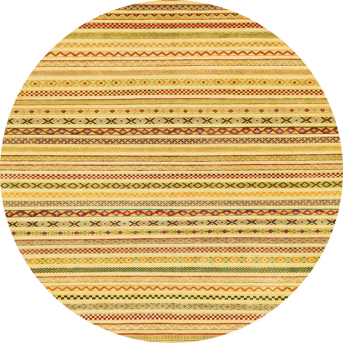 Round Abstract Bold Yellow Modern Rug, abs2212