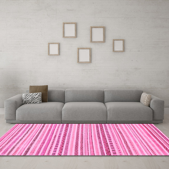 Machine Washable Abstract Pink Modern Rug in a Living Room, wshabs2212pnk