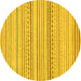 Round Abstract Yellow Modern Rug, abs2212yw