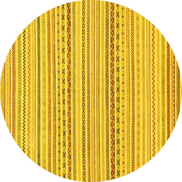 Round Machine Washable Abstract Yellow Modern Rug, wshabs2212yw