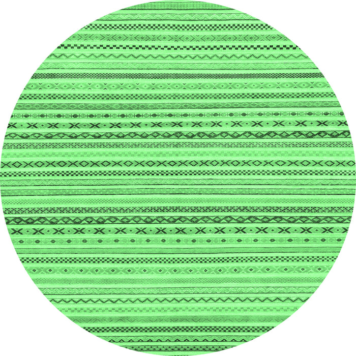 Round Machine Washable Abstract Emerald Green Modern Area Rugs, wshabs2212emgrn