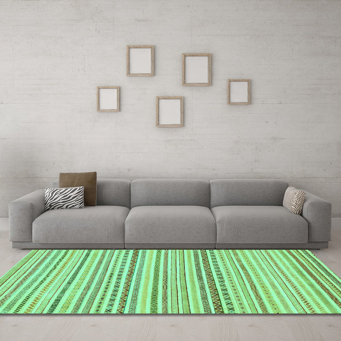 Machine Washable Abstract Turquoise Modern Area Rugs in a Living Room,, wshabs2212turq