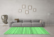 Machine Washable Abstract Emerald Green Modern Area Rugs in a Living Room,, wshabs2212emgrn