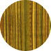 Round Abstract Yellow Modern Rug, abs2213yw