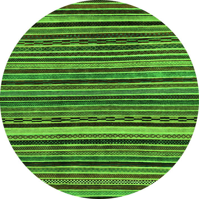 Round Machine Washable Abstract Green Modern Area Rugs, wshabs2213grn