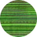 Round Machine Washable Abstract Green Modern Area Rugs, wshabs2213grn