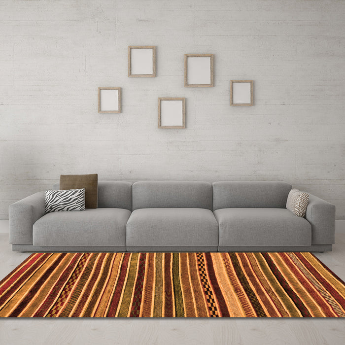 Machine Washable Abstract Orange Modern Area Rugs in a Living Room, wshabs2213org