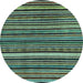 Round Machine Washable Abstract Light Blue Modern Rug, wshabs2213lblu