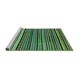 Sideview of Machine Washable Abstract Turquoise Modern Area Rugs, wshabs2213turq
