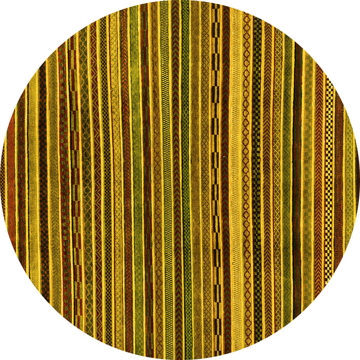 Round Machine Washable Abstract Yellow Modern Rug, wshabs2213yw