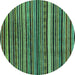 Round Abstract Turquoise Modern Rug, abs2213turq