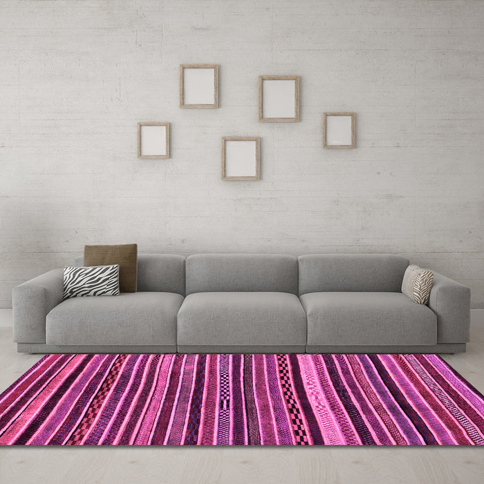 Machine Washable Abstract Pink Modern Rug in a Living Room, wshabs2213pnk