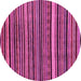 Round Machine Washable Abstract Pink Modern Rug, wshabs2213pnk