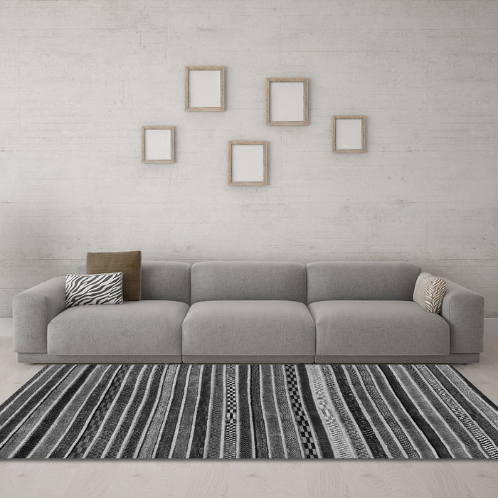 Machine Washable Abstract Gray Modern Rug in a Living Room,, wshabs2213gry