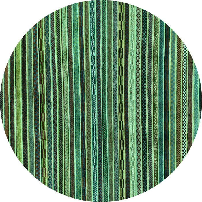 Round Machine Washable Abstract Turquoise Modern Area Rugs, wshabs2213turq