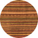 Round Machine Washable Abstract Orange Modern Area Rugs, wshabs2213org