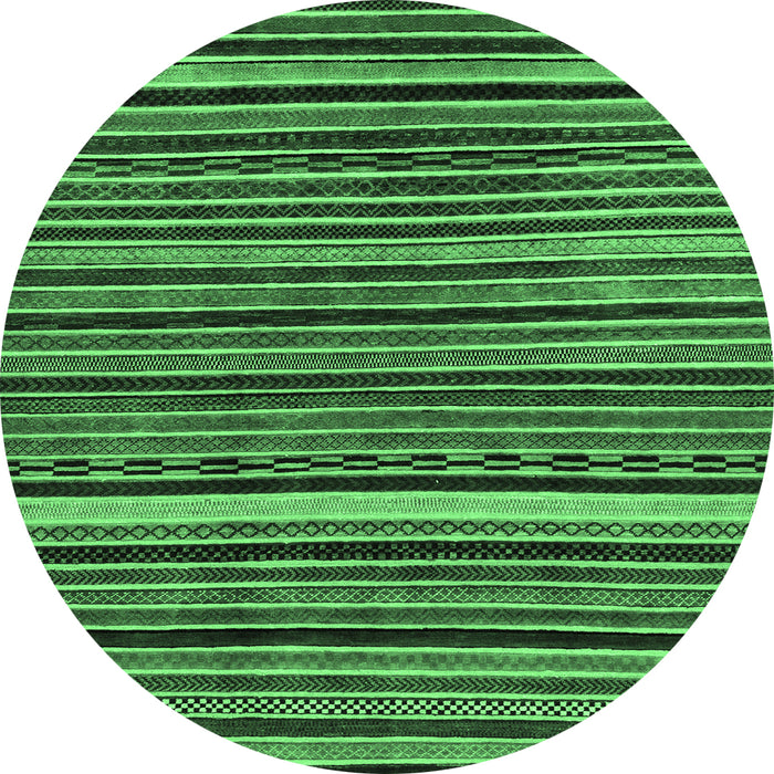 Round Machine Washable Abstract Emerald Green Modern Area Rugs, wshabs2213emgrn