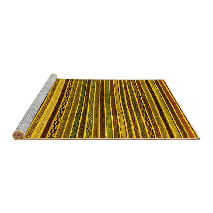 Sideview of Machine Washable Abstract Yellow Modern Rug, wshabs2213yw