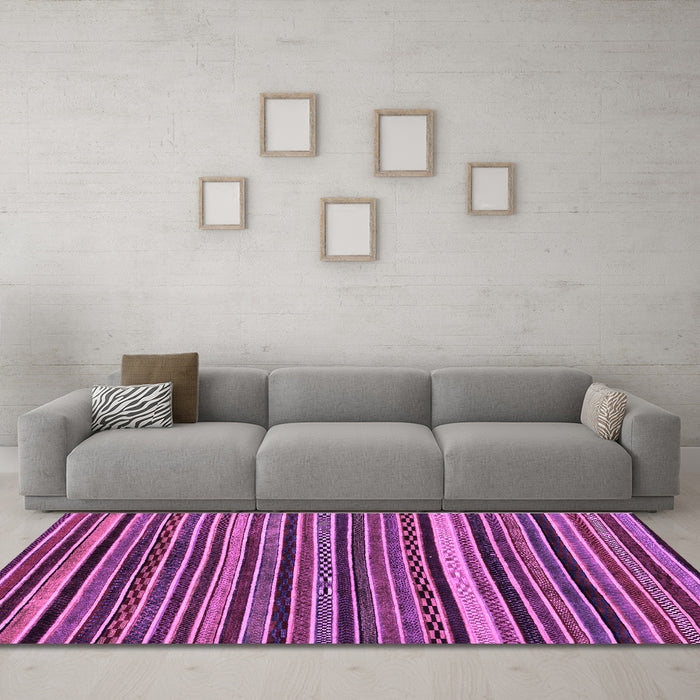 Machine Washable Abstract Purple Modern Area Rugs in a Living Room, wshabs2213pur